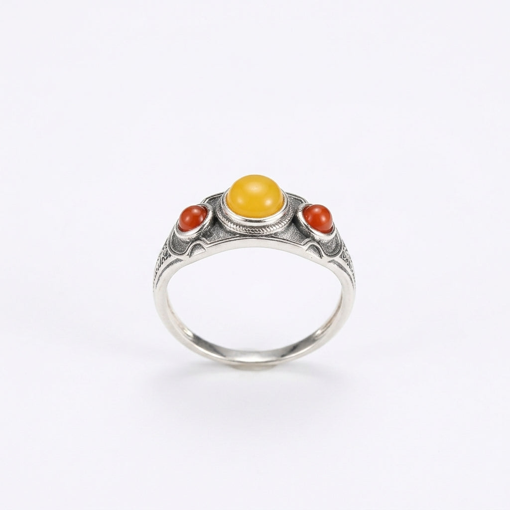 Bague Ambre - Trésor Ancien, Argent