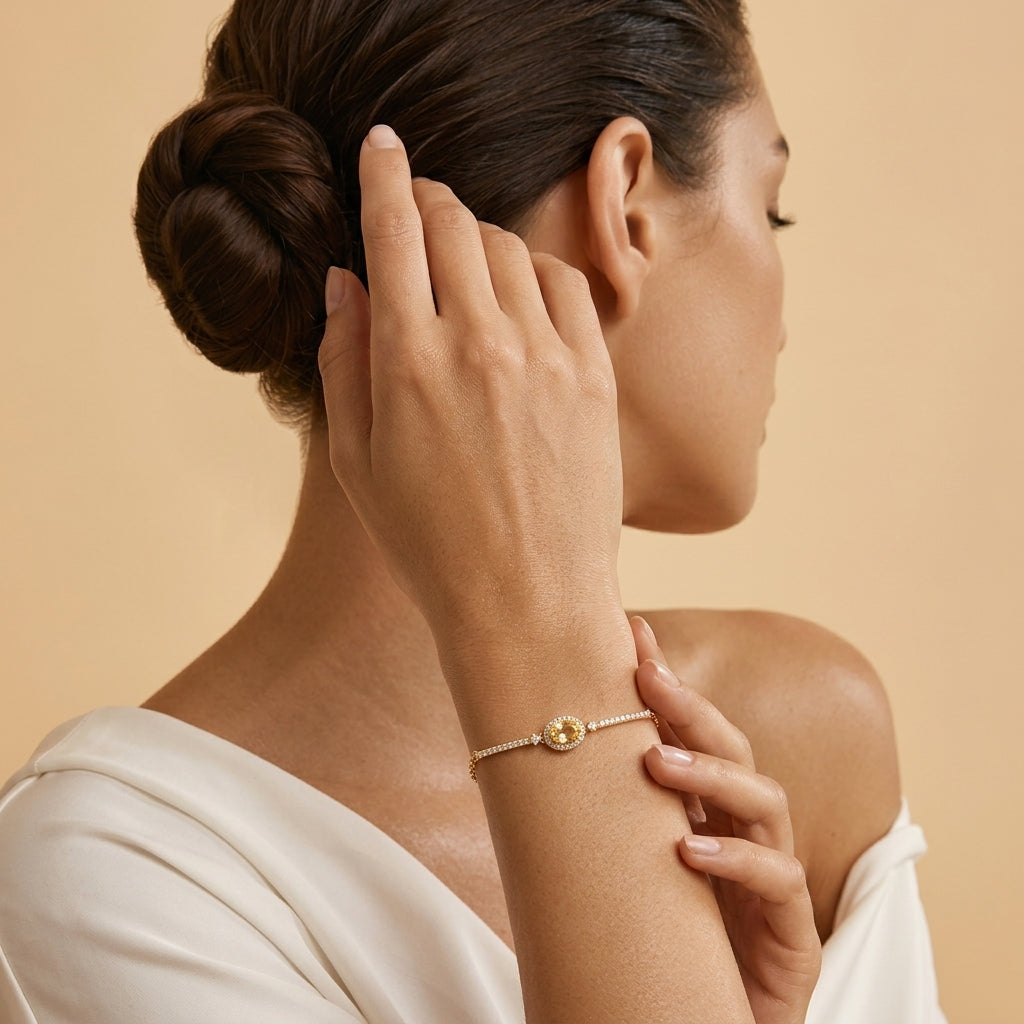 Bracelet Citrine – Rêve Doré, Argent Plaqué Or