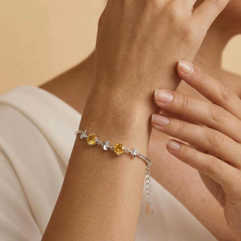 Bracelet Citrine – Soleil d’Or, Argent