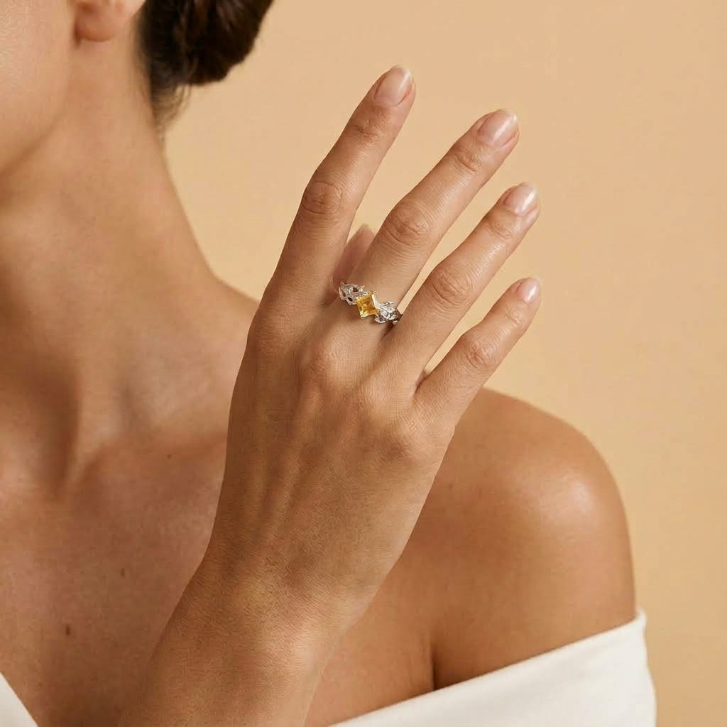 Bague Citrine – Éclat de Joie, Argent