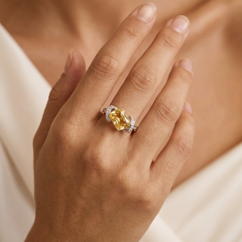 Bague Citrine – Secret de Lumière, Argent