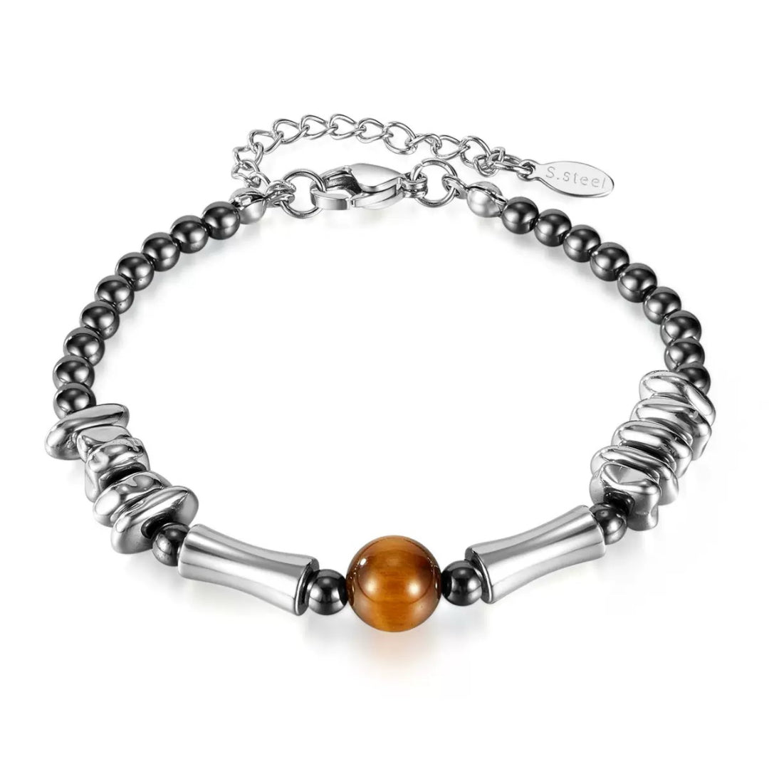 Bracelet Homme Œil de Tigre et Hématite – Fusion Minérale