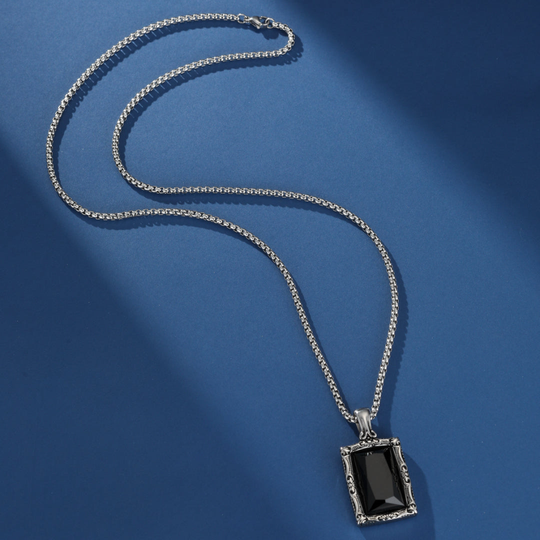 Collier Homme Obsidienne – Talisman Royal