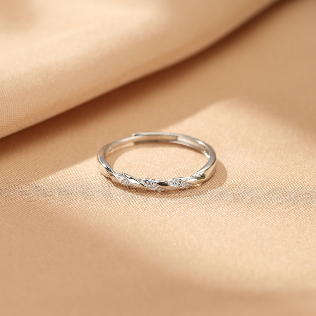 Bague Couple – Cœur Entrelacé, Argent