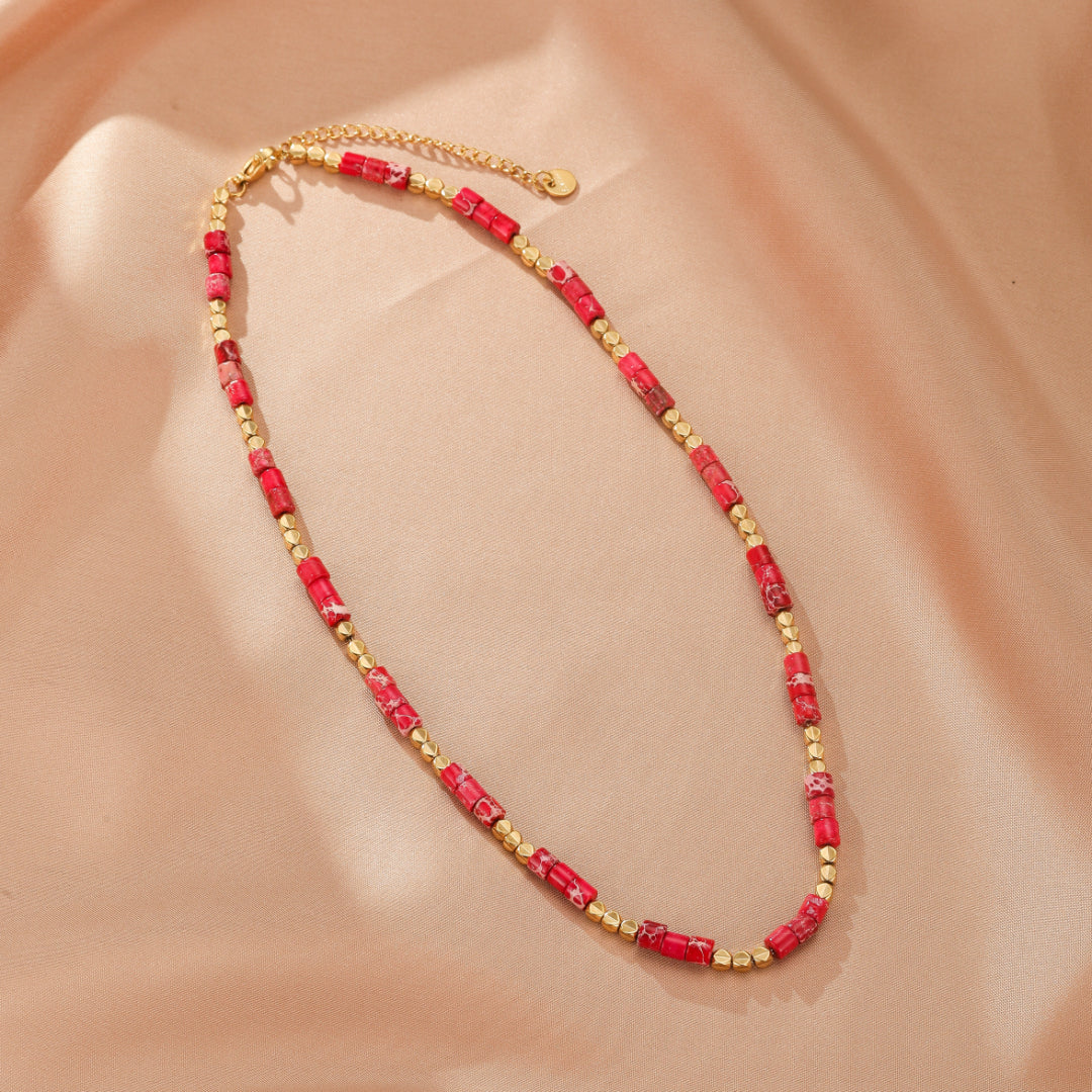 Collier Jaspe Vert/Rouge – Harmonie Ethnique