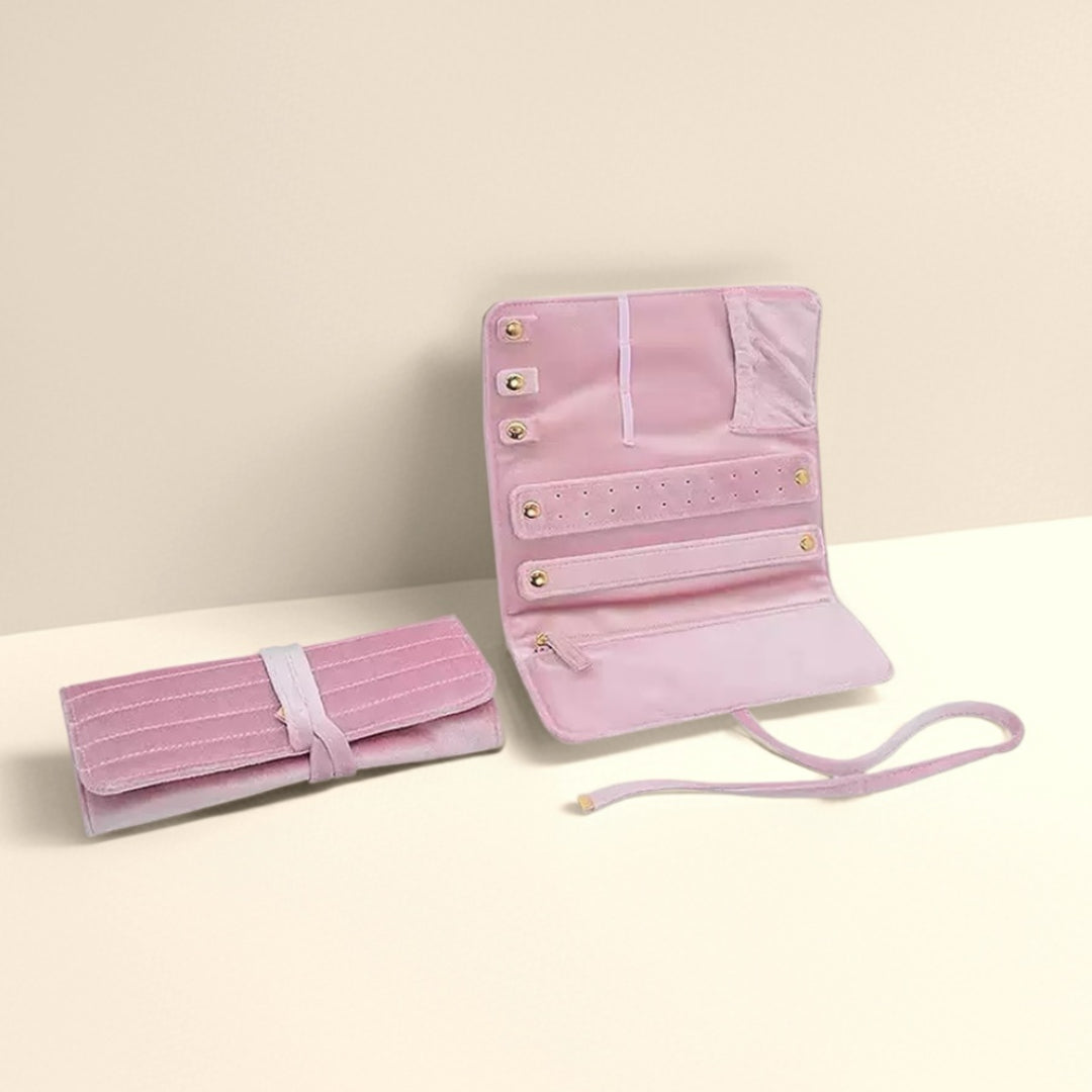 Pochette à Bijoux en Velours – Étui de Voyage