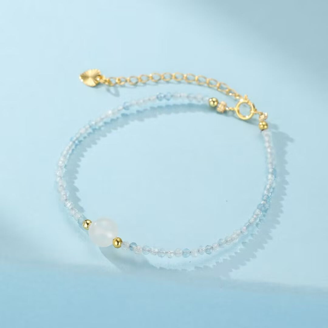 Bracelet Pierre de Lune et Aigue-marine – Rêverie des Flots
