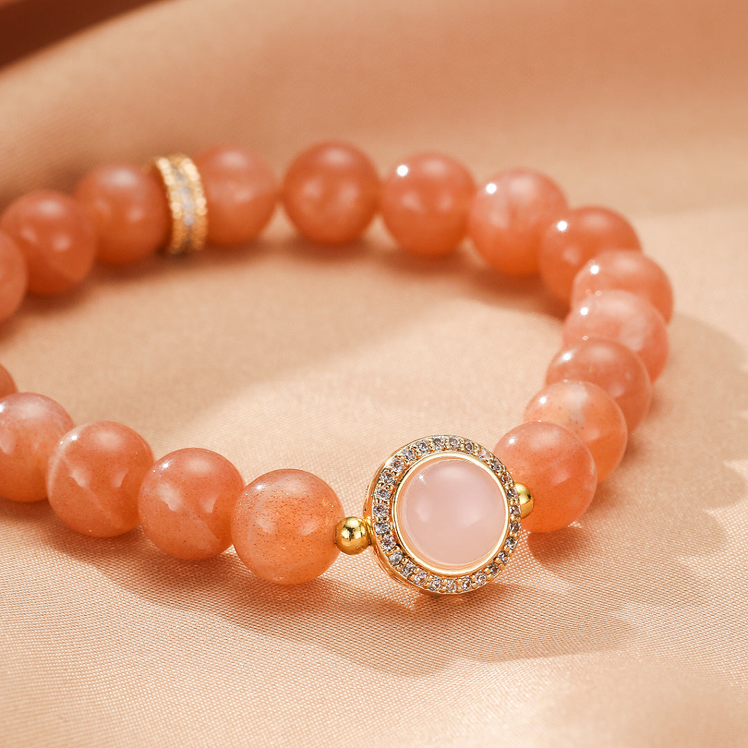 Bracelet Pierre de Soleil et Quartz Rose – Aura Tendre