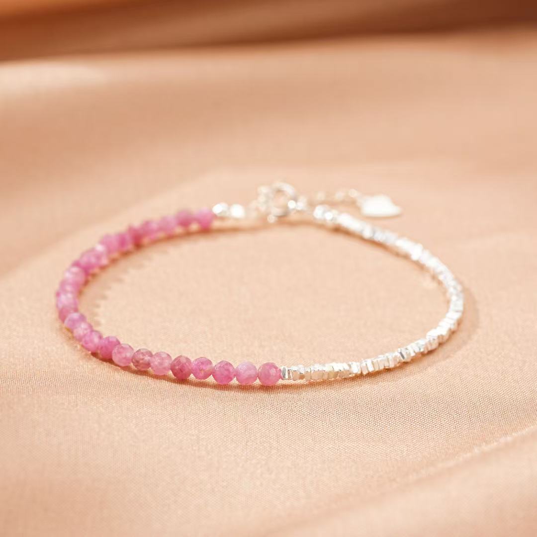 Bracelet Tourmaline – Rose Intuitive, Argent