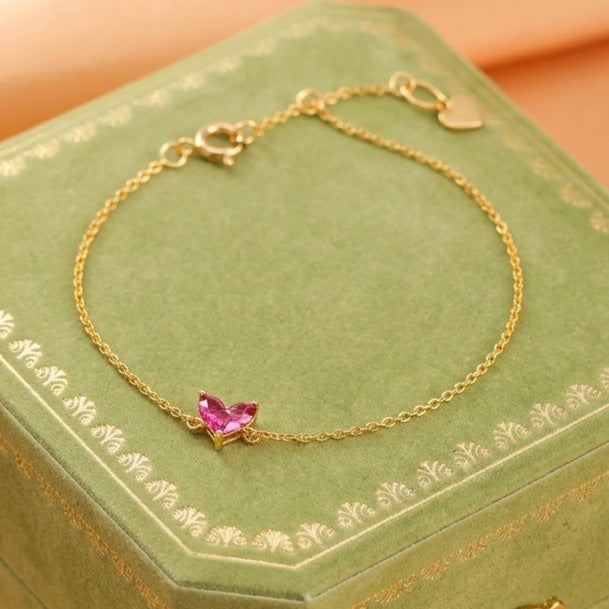 Carnelian Bracelet – Radiant Butterfly, 18K Gold Plated Silver