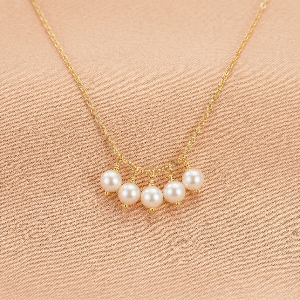 Collier Perle – Douceur Harmonieuse, Argent Plaqué Or 14K