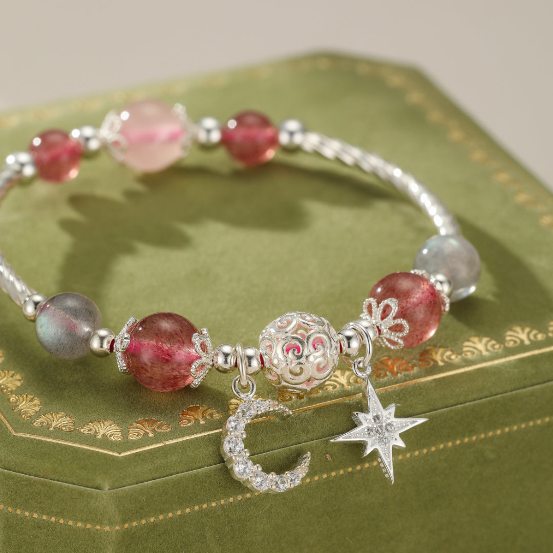 Bracelet Enfant Quartz Fraise – Rêves Magiques, Argent 925
