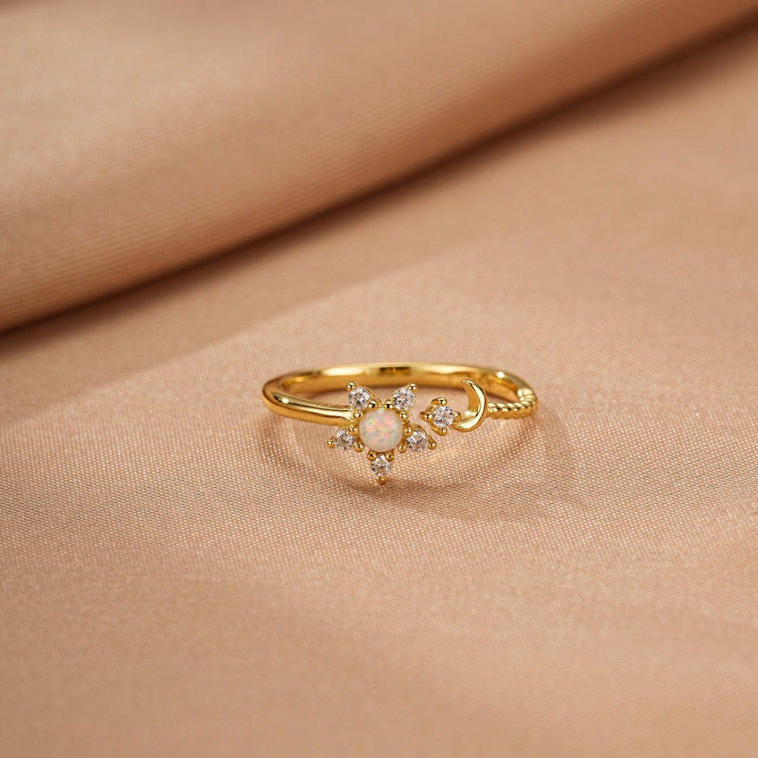 Bague Opale – Lune Stellaire, Argent