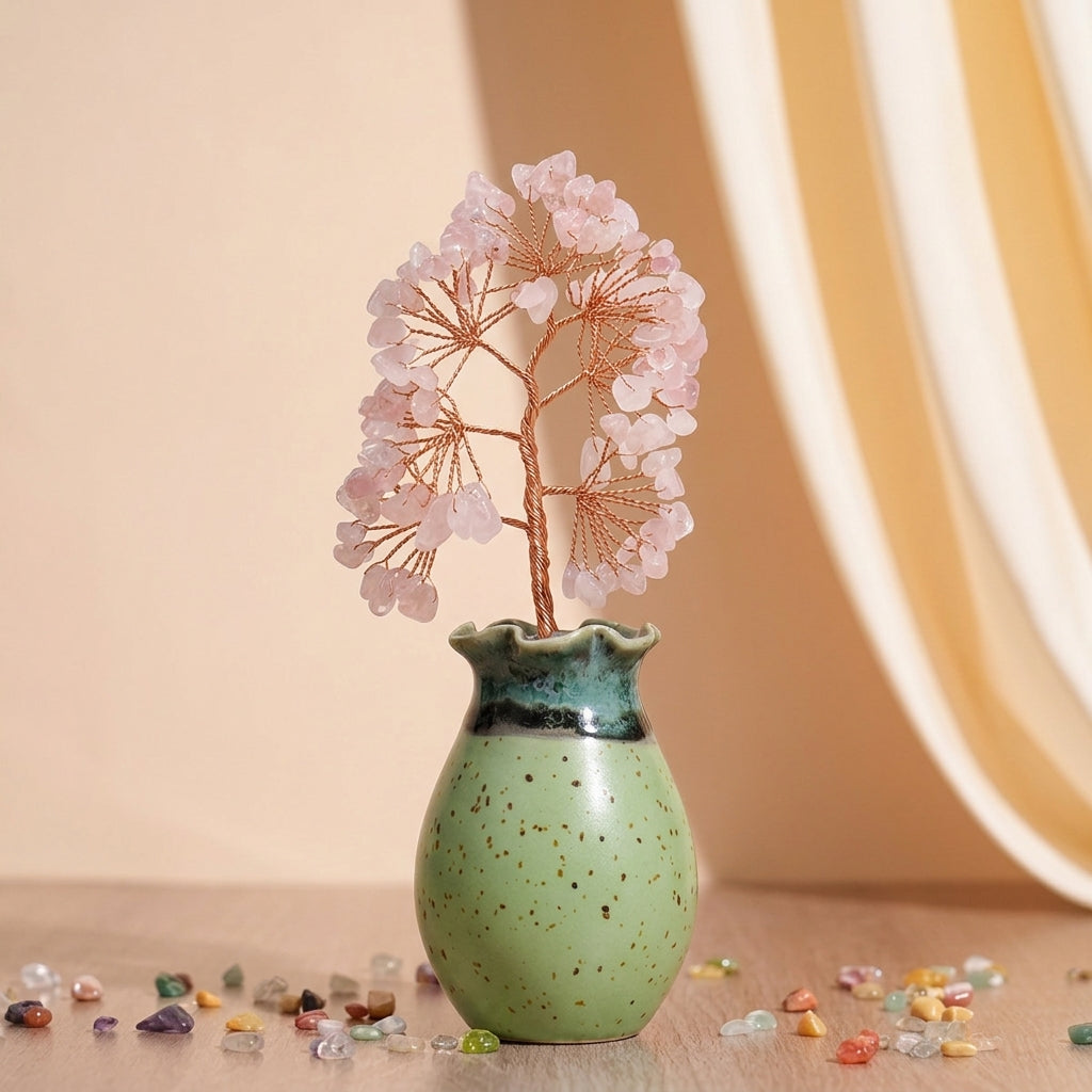 Arbre de Vie Quartz Rose, Péridot et Citrine – Racines de Paix