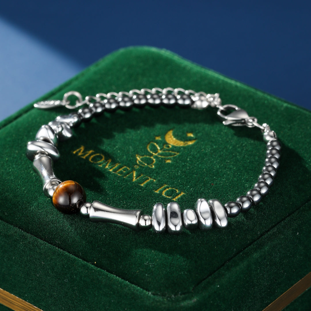 Bracelet Homme Œil de Tigre et Hématite – Fusion Minérale