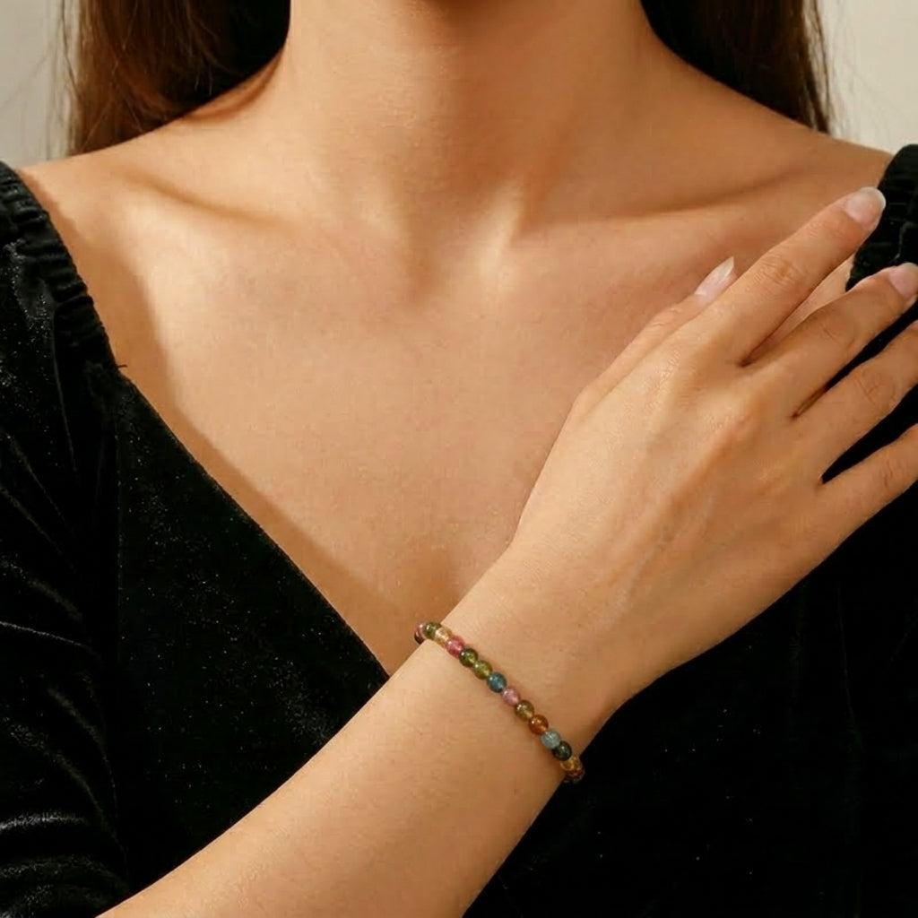 Bracelet Tourmaline – Rêve d'Aurore, Plaqué Or 14k