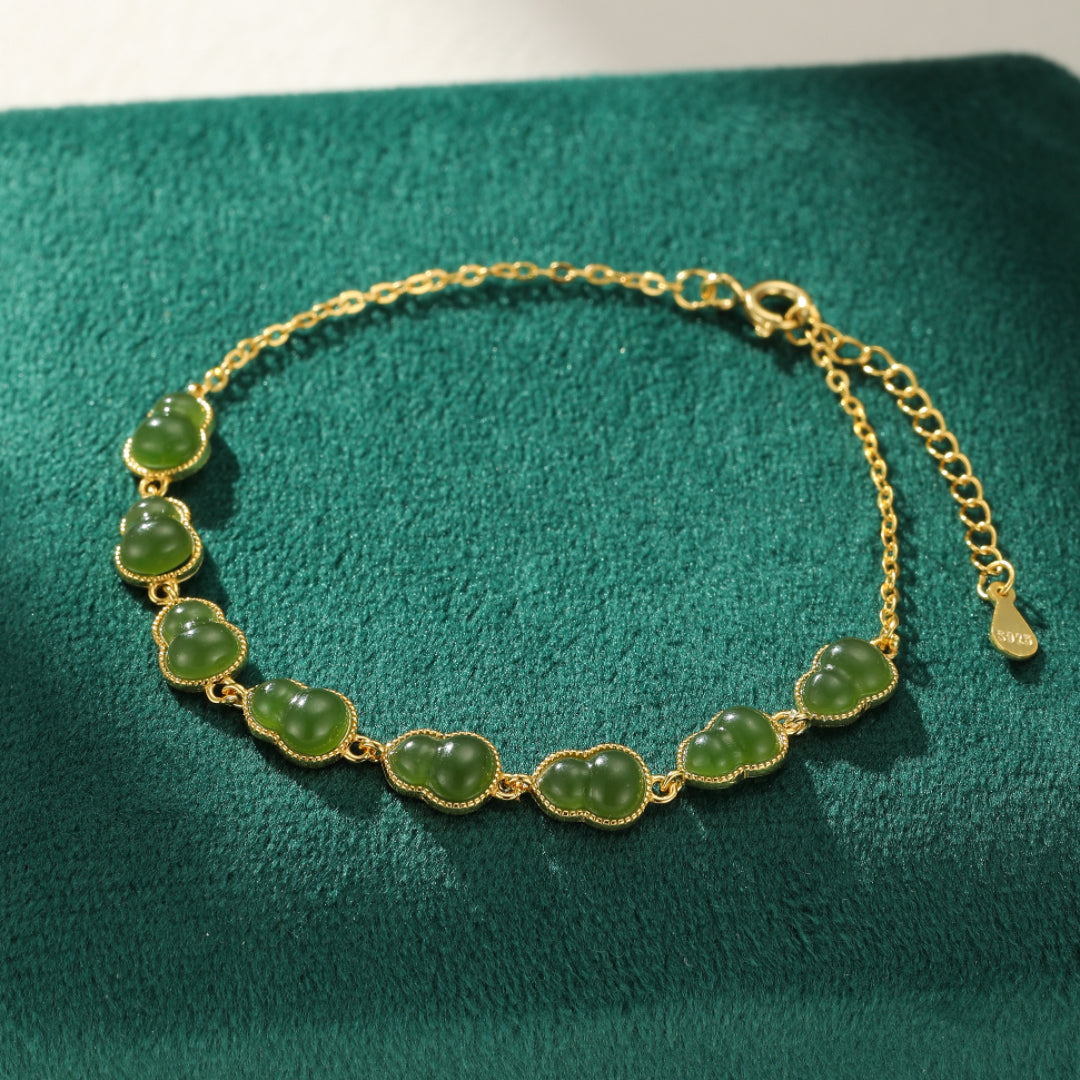 Bracelet Jade – Douceur Éternelle, Argent Plaqué Or