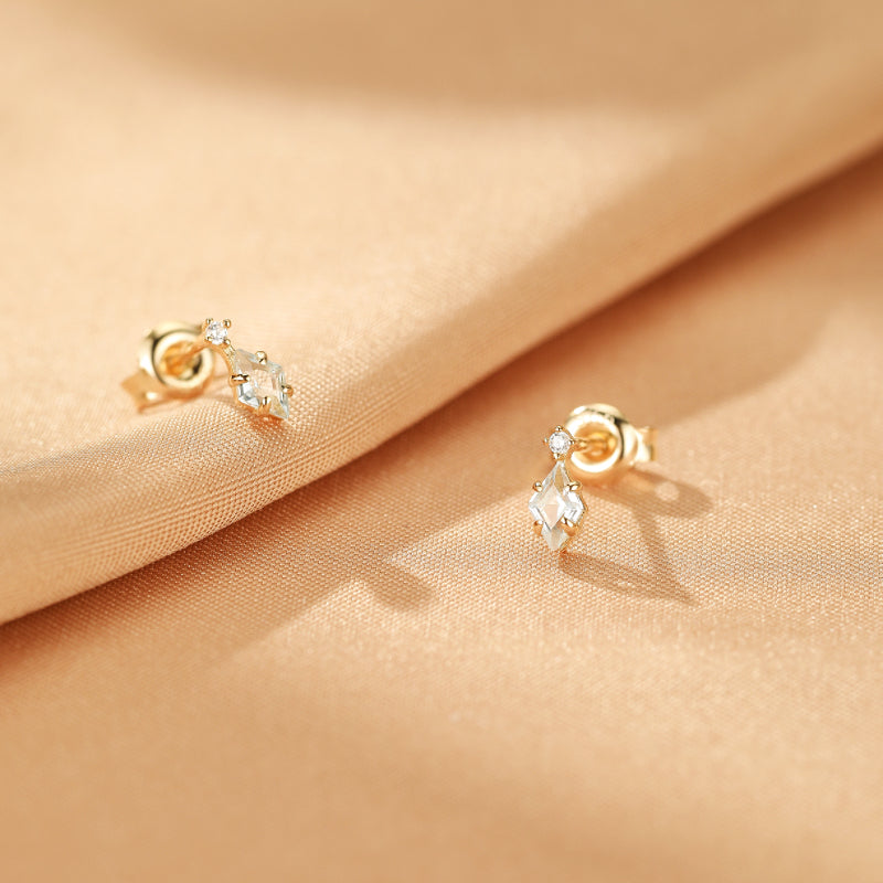 Boucles d'Oreilles Topaze – Clarté Céleste, Argent Plaqué Or 14K