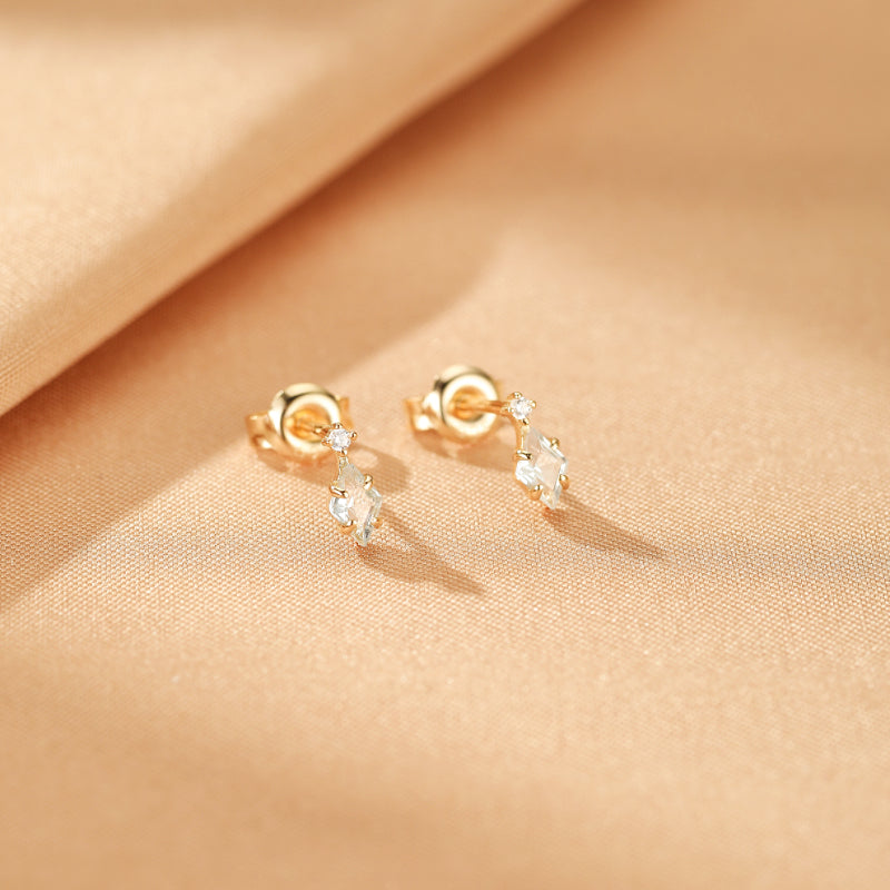 Boucles d'Oreilles Topaze – Clarté Céleste, Argent Plaqué Or 14K