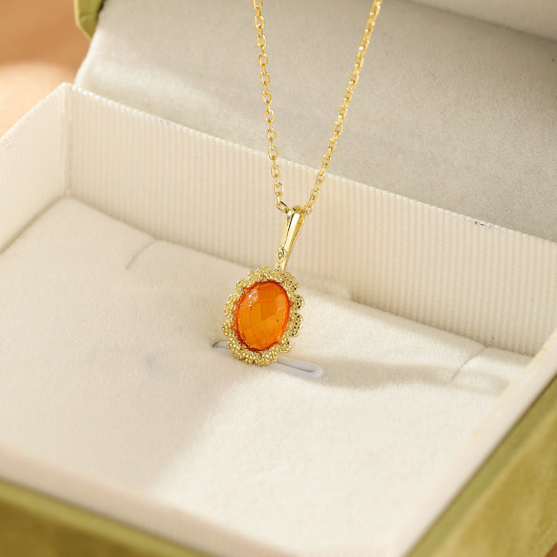 Collier Citrine – Beauté Solaire, Argent Plaqué Or