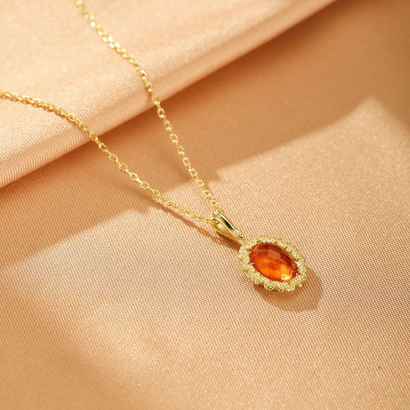 Collier Citrine – Beauté Solaire, Argent Plaqué Or