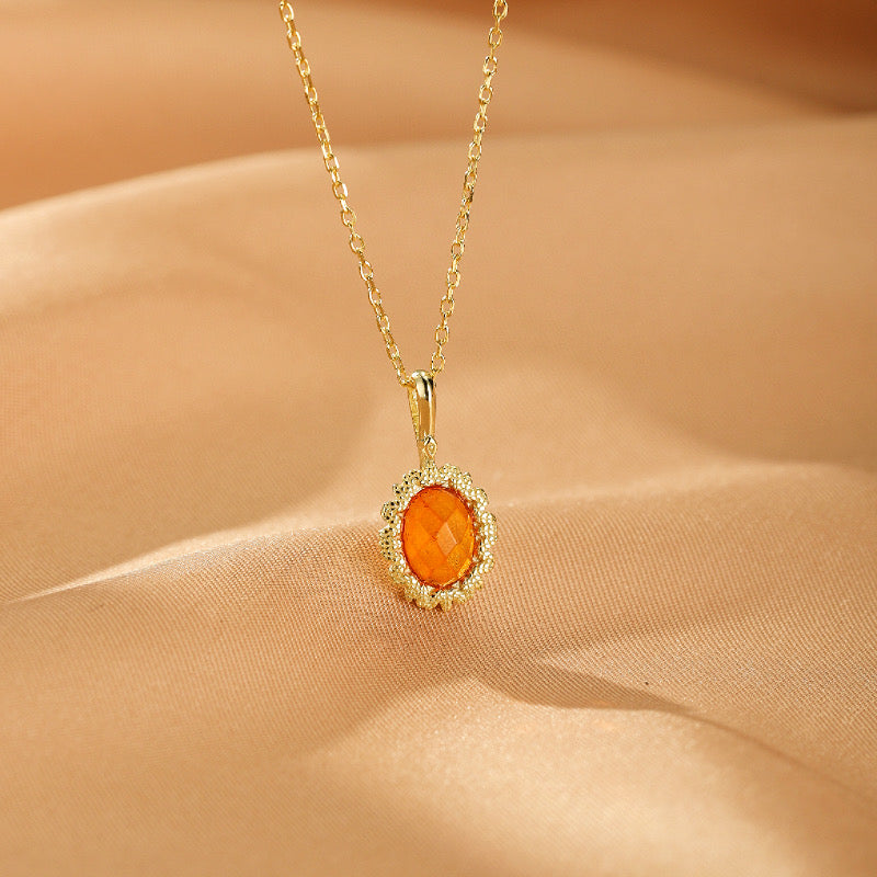 Collier Citrine – Beauté Solaire, Argent Plaqué Or