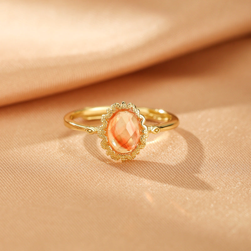 Bague Citrine – Beauté Solaire, Argent Plaqué Or