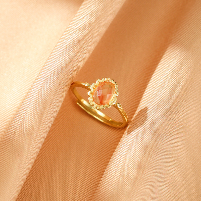 Bague Citrine – Beauté Solaire, Argent Plaqué Or