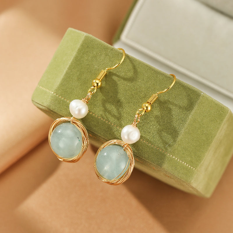 Aquamarine and Pearl Earrings – Pure Harmony