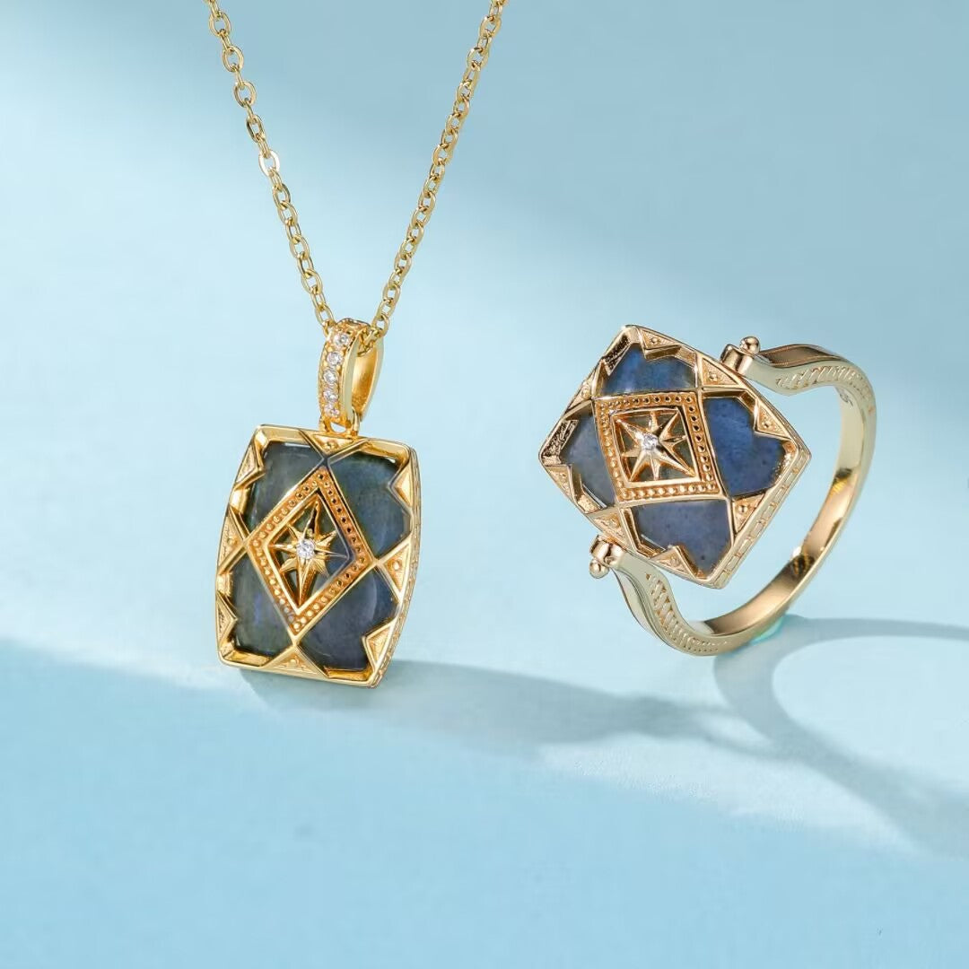 Bijoux Labradorite – Mystère d’Aurore, Argent Plaqué Or