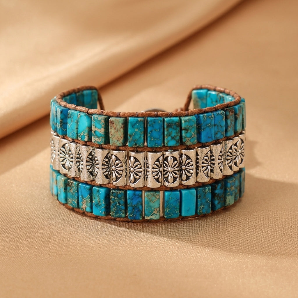 Bracelet Wrap Turquoise – Empreinte Ethnique