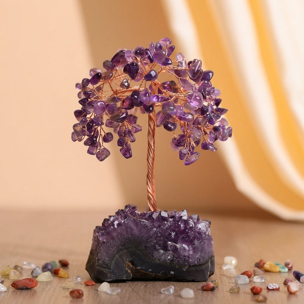 Arbre de Vie Améthyste et Quartz Rose – Essence Cristalline