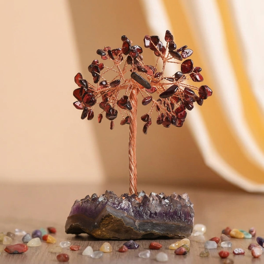 Arbre de Vie Améthyste et Quartz Rose – Essence Cristalline