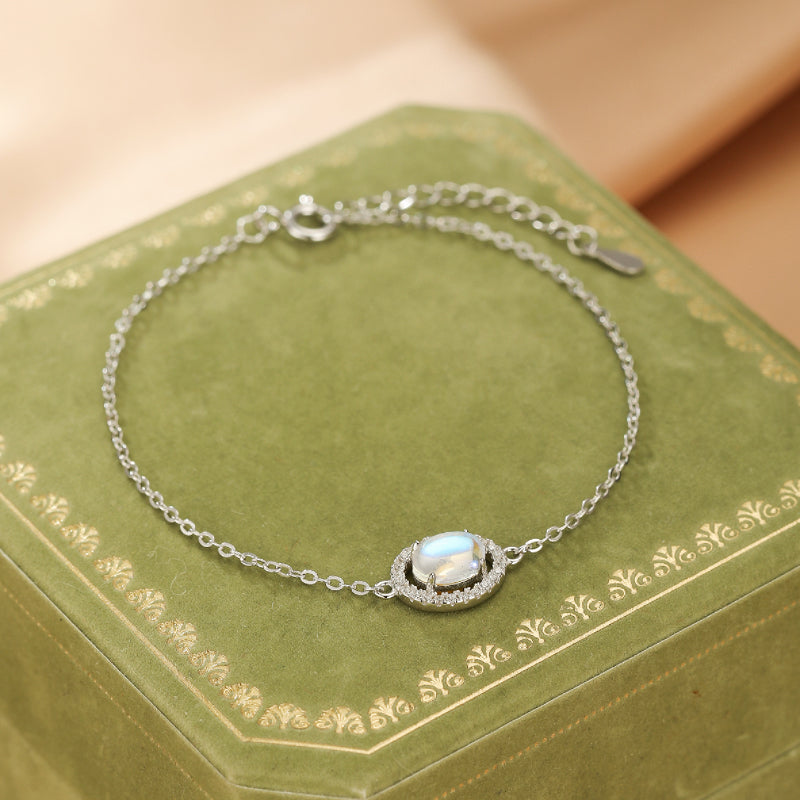 Moonstone Bracelet – Lunar Serenity, 925 Silver