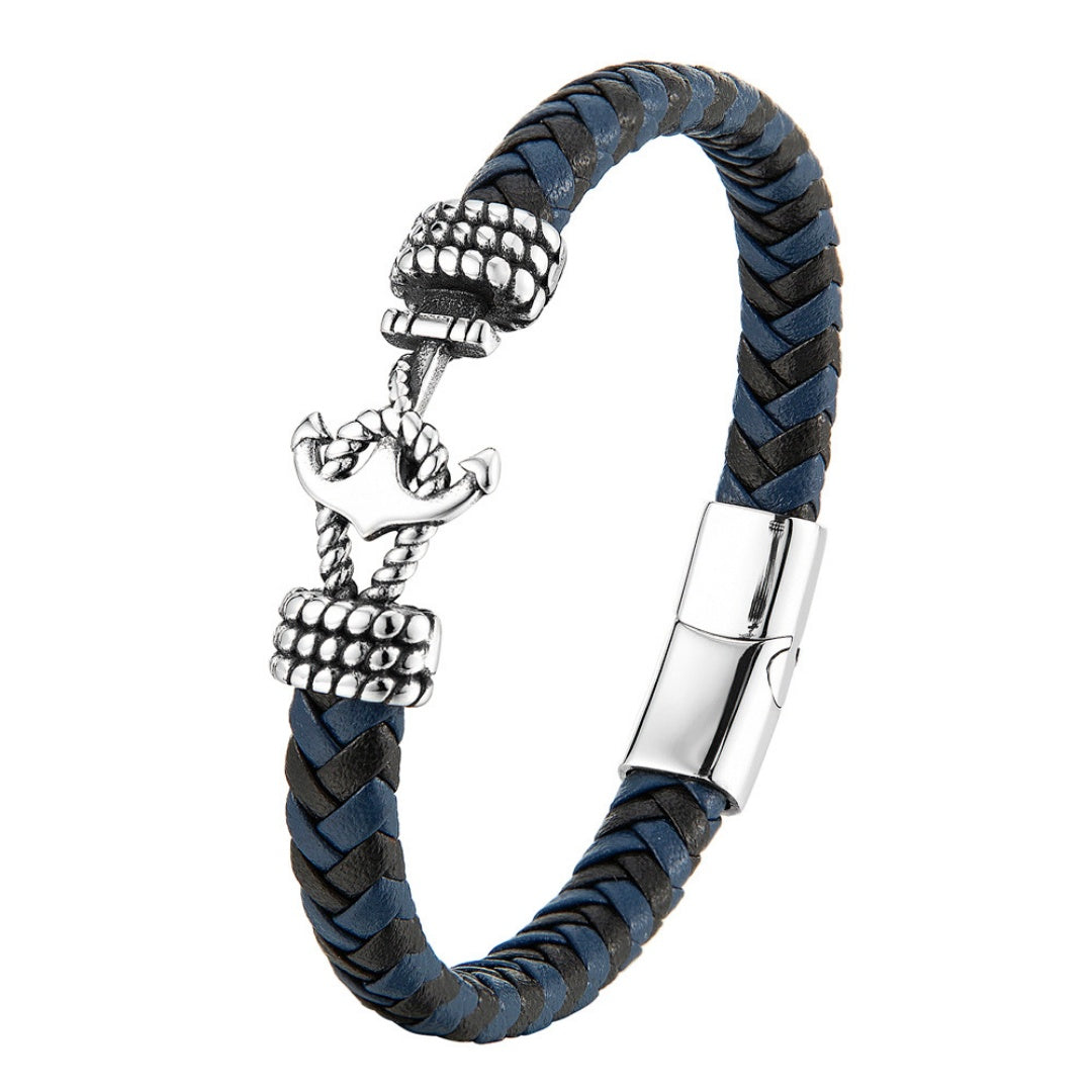Men's Leather Anchor Bracelet – Horizon Libre