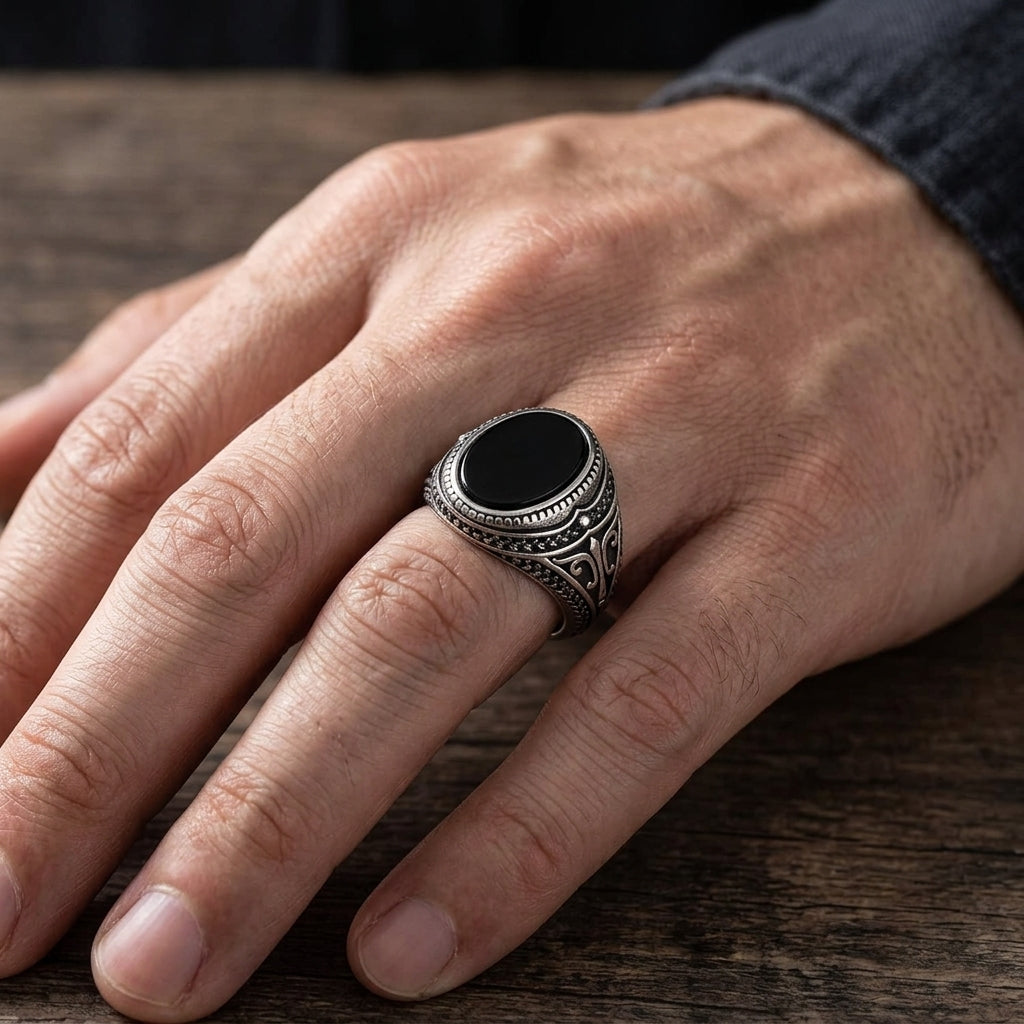 Bague Homme Onyx – Pouvoir Intérieur
