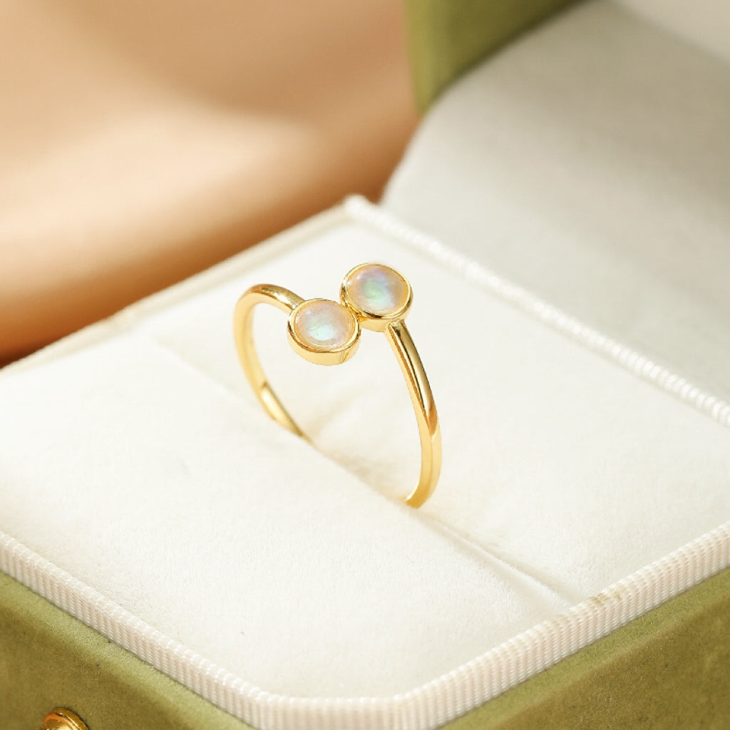 Moonstone Ring – Lunar Embrace, Gold Plated Silver