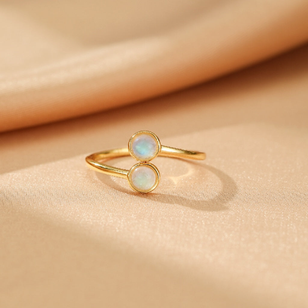 Moonstone Ring – Lunar Embrace, Gold Plated Silver