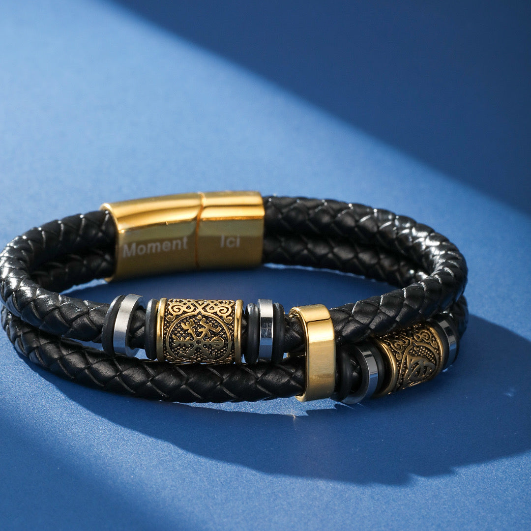 Men's Viking Leather Bracelet – Nordic Infinity Knots