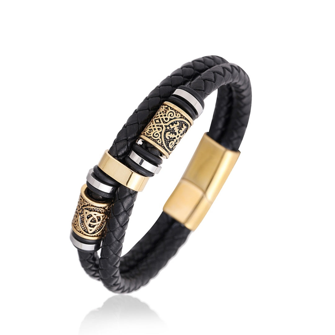 Men's Viking Leather Bracelet – Nordic Infinity Knots