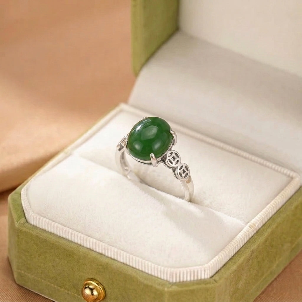 Bague Jade – Trésor de Chance, Argent