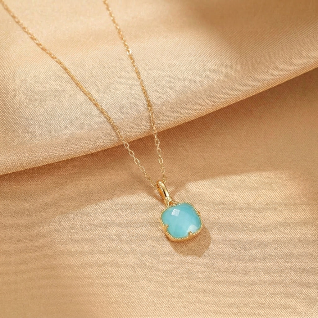 Collier Turquoise – Étreinte du Ciel, Argent Plaqué Or