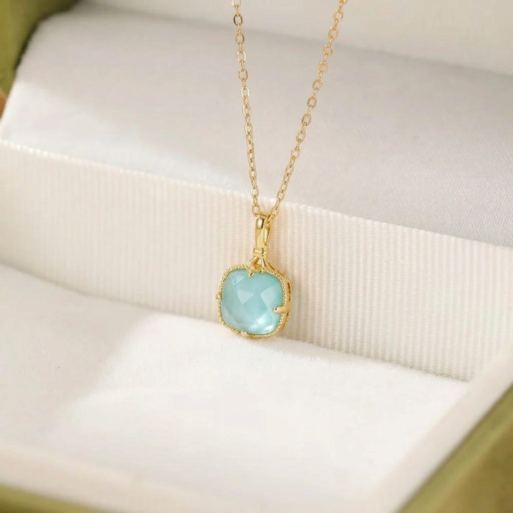 Collier Turquoise – Étreinte du Ciel, Argent Plaqué Or