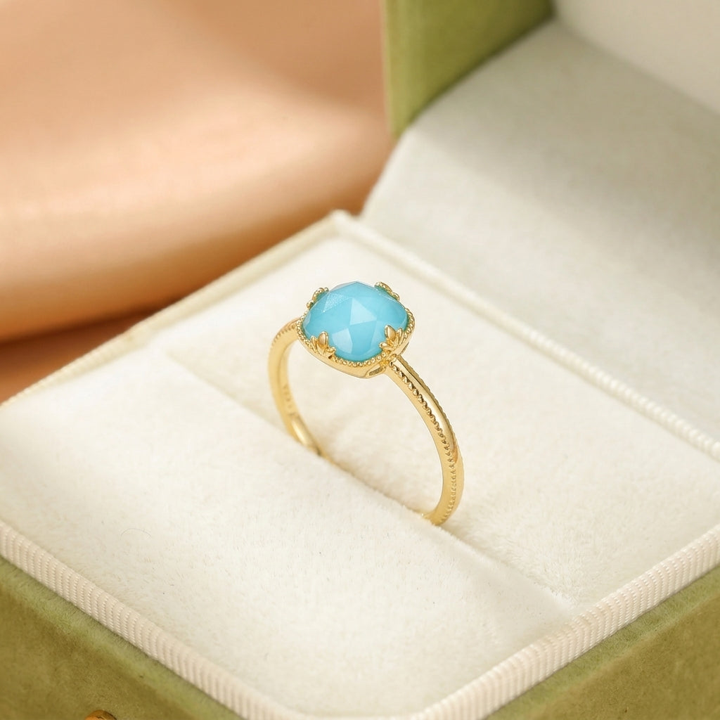 Bague Turquoise – Étreinte du Ciel, Argent Plaqué Or