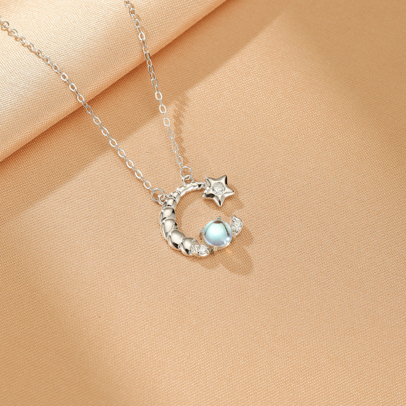 Collier Pierre de Lune – Rêve Sidéral, Argent
