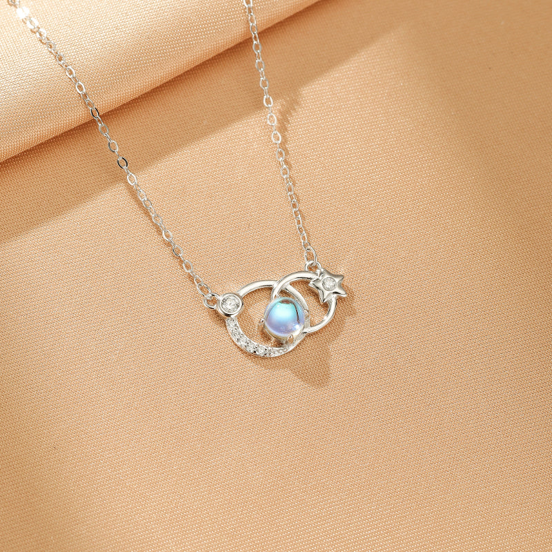Collier Pierre de Lune – Rêve Sidéral, Argent