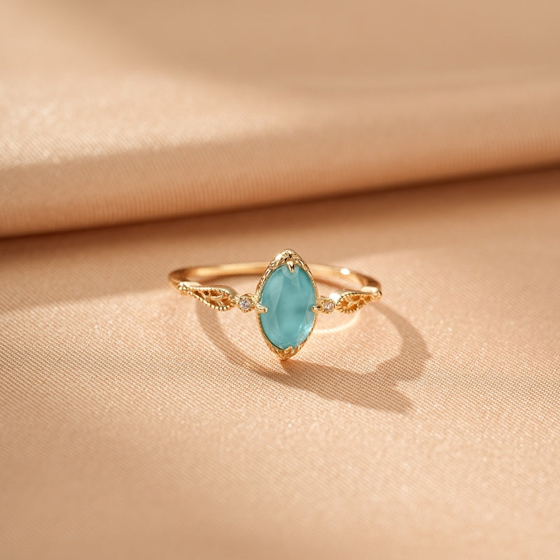 Bague Turquoise – Aura Bohème, Argent Plaqué Or