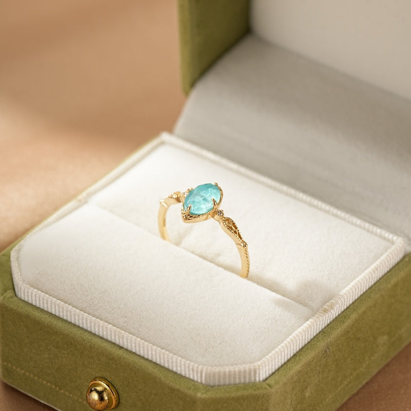 Bague Turquoise – Aura Bohème, Argent Plaqué Or