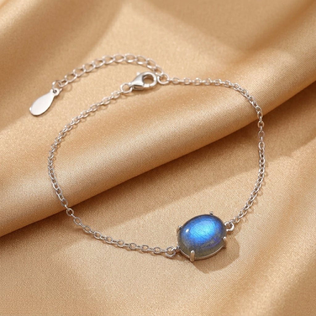 Bracelet Labradorite – Bonheur Magique, Argent