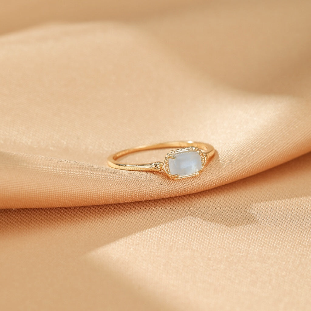 Aquamarine Ring – Subtle Treasure, Gold Plated Silver